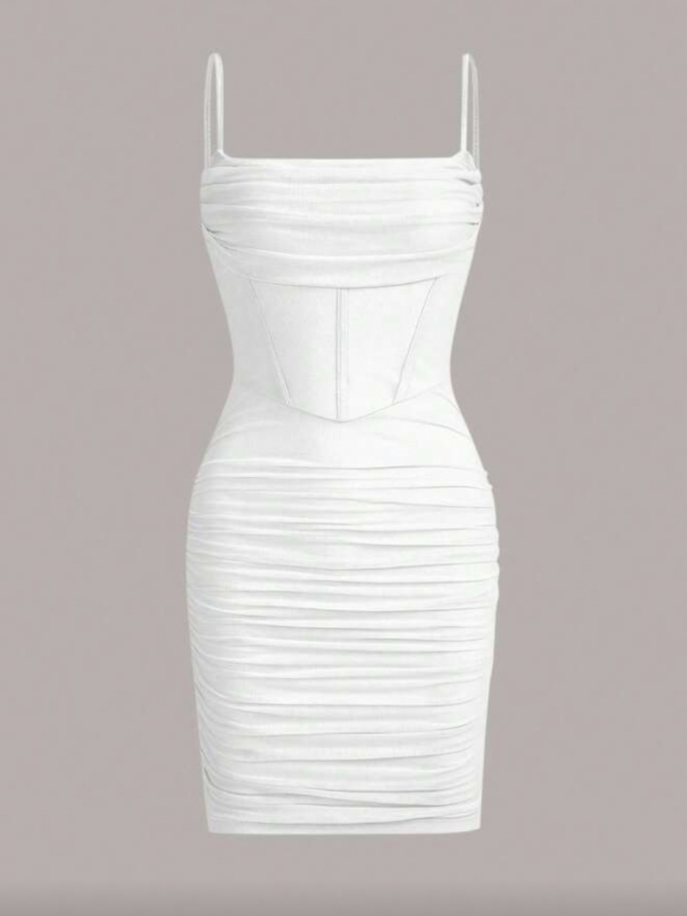White Ruched Corset Dress
